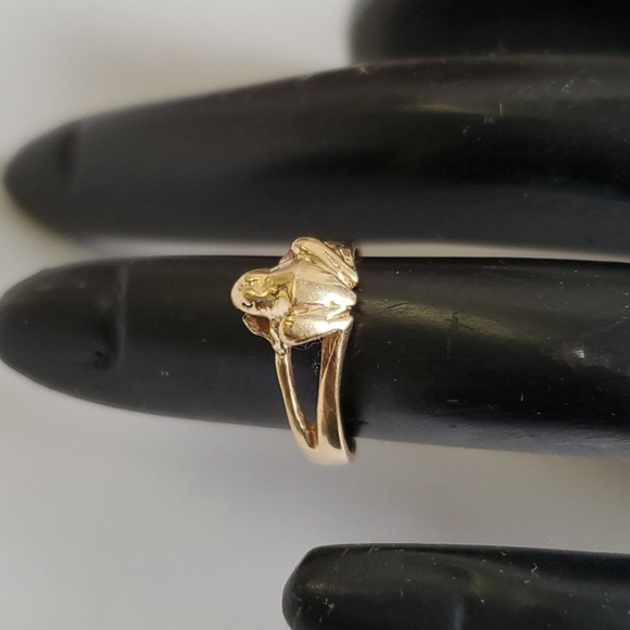 10K Gold Frog Mid Finger Ring or Toe Ring / Adjustable - Picture 4 of 8